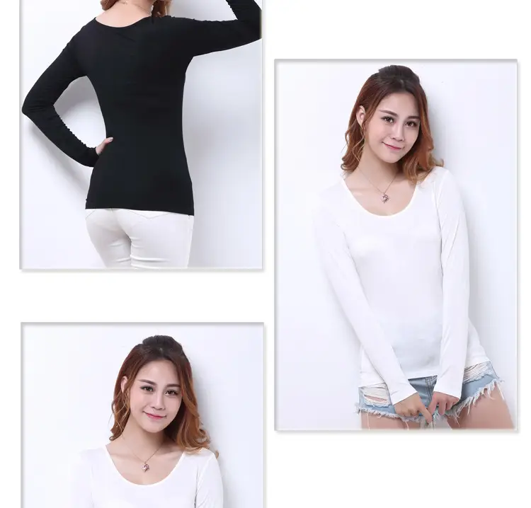 Women's White Modal Long Sleeve T-Shirt — feature 17