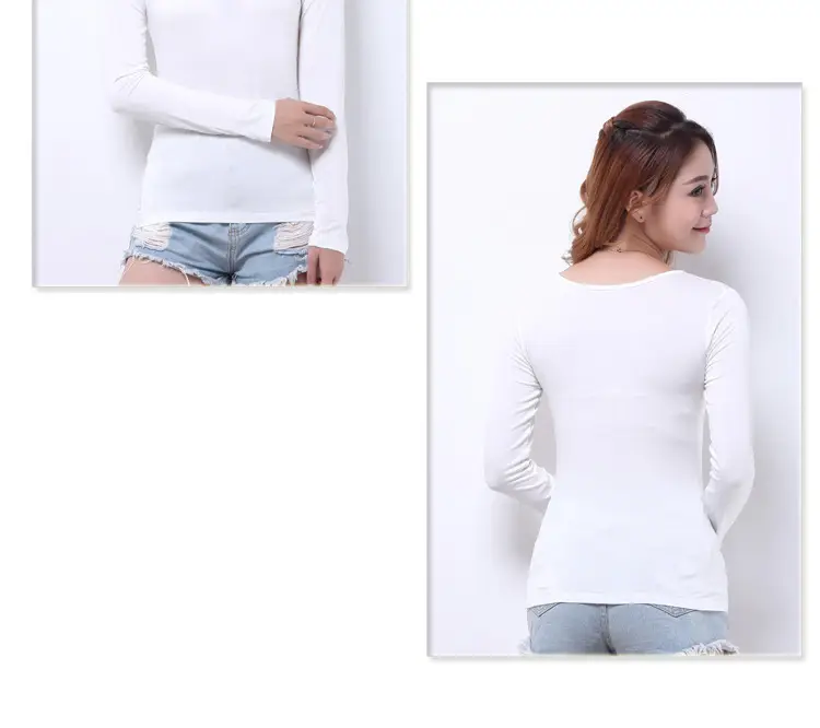 Women's White Modal Long Sleeve T-Shirt — feature 18