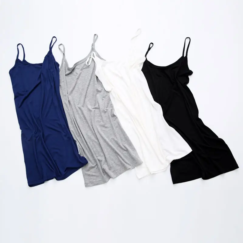 White Modal Camisole Bottom Skirt Set for Women - Image 5