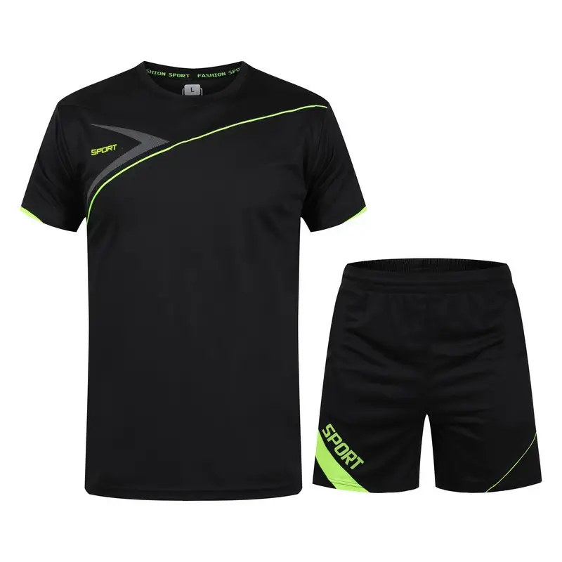 Men Red Black Korean Style Sports T-Shirt Shorts Set - Image 15