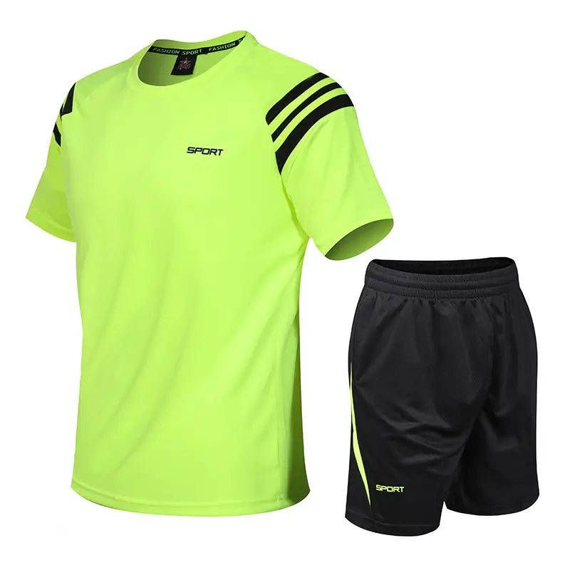 Men Red Black Korean Style Sports T-Shirt Shorts Set - Image 16