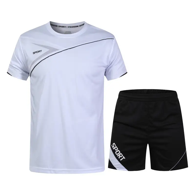 Men Red Black Korean Style Sports T-Shirt Shorts Set - Image 7