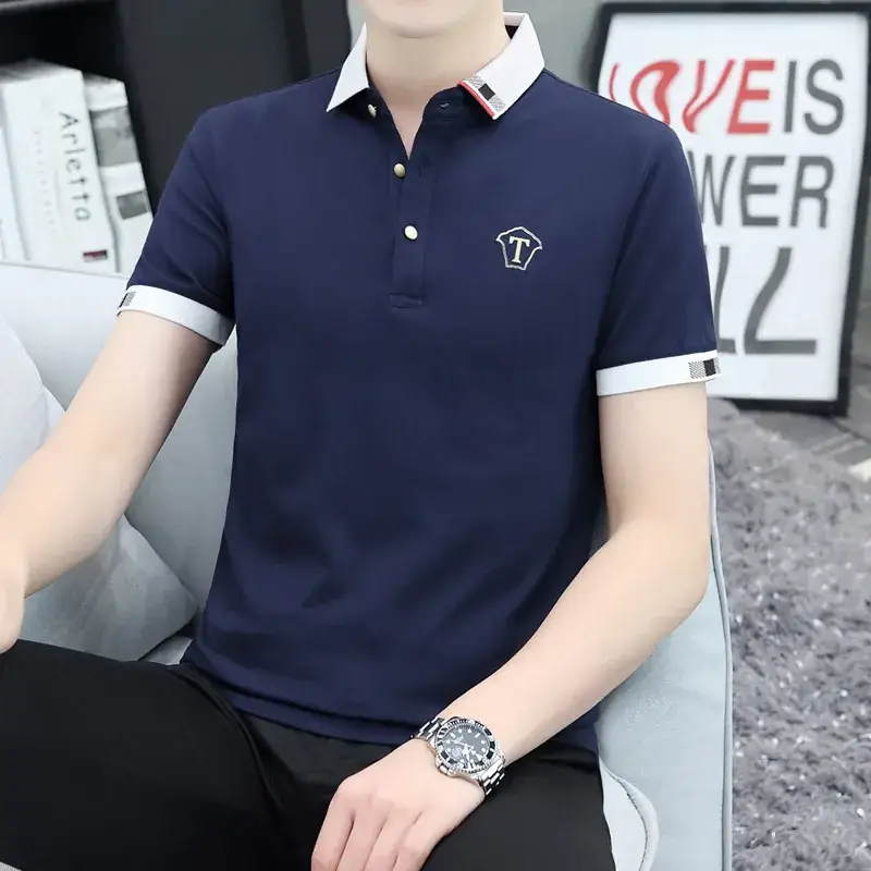 Men's Yellow Polo T-Shirt with White Trim - Image 39