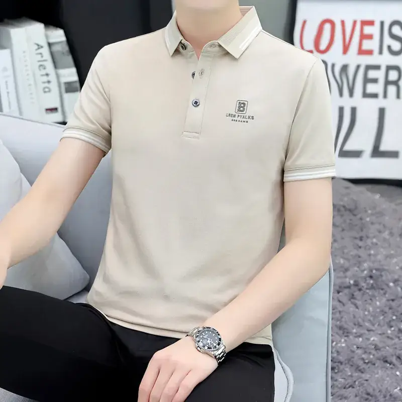 Men's Yellow Polo T-Shirt with White Trim - Image 40