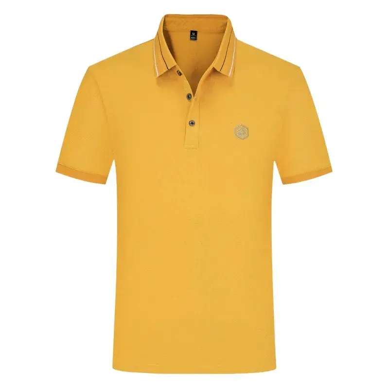 Men's Yellow Polo T-Shirt with White Trim
