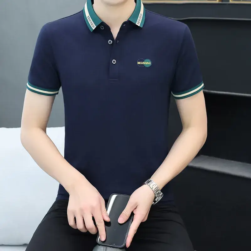 Men's Yellow Polo T-Shirt with White Trim - Image 14