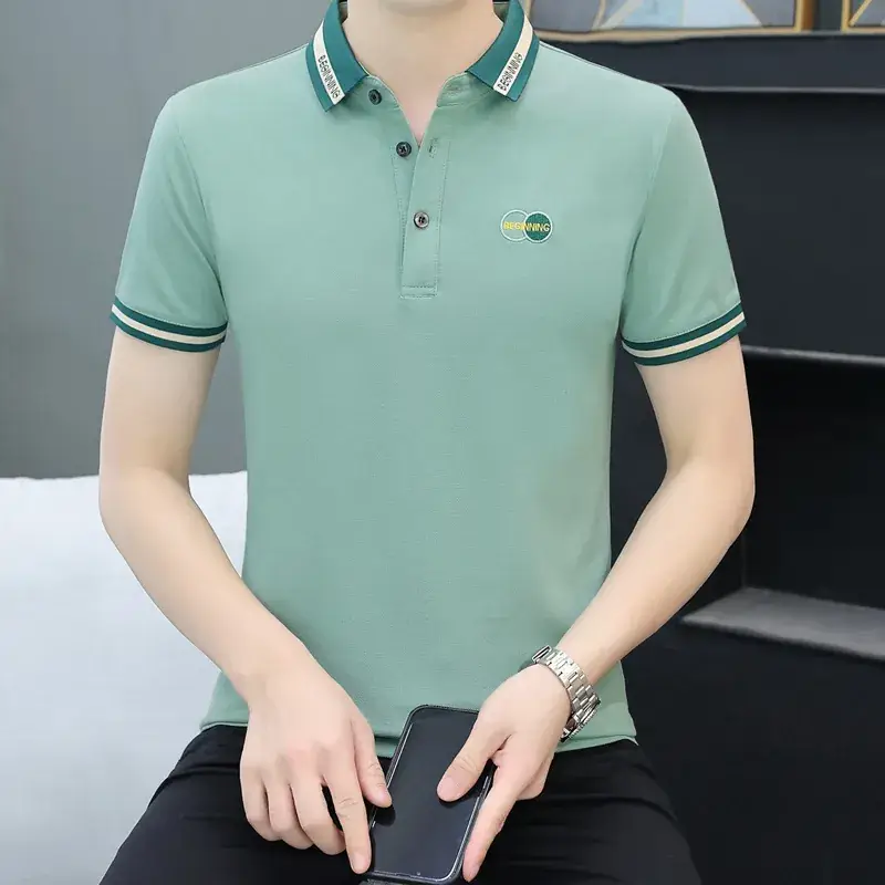 Men's Yellow Polo T-Shirt with White Trim - Image 16