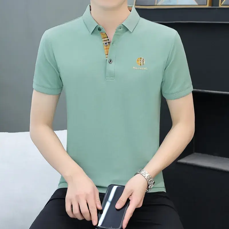 Men's Yellow Polo T-Shirt with White Trim - Image 21