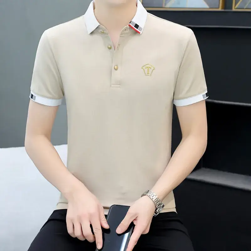 Men's Yellow Polo T-Shirt with White Trim - Image 24