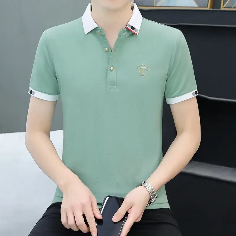 Men's Yellow Polo T-Shirt with White Trim - Image 27