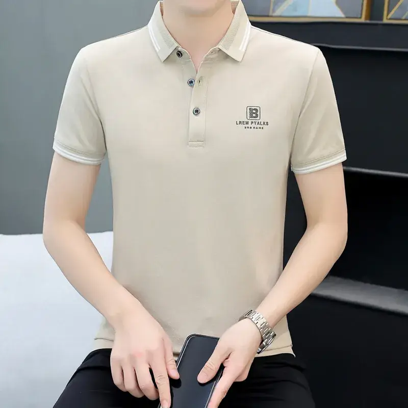 Men's Yellow Polo T-Shirt with White Trim - Image 30