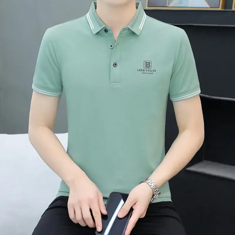 Men's Yellow Polo T-Shirt with White Trim - Image 32