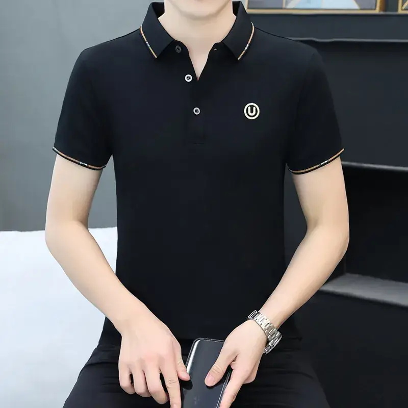 Men's Yellow Polo T-Shirt with White Trim - Image 34