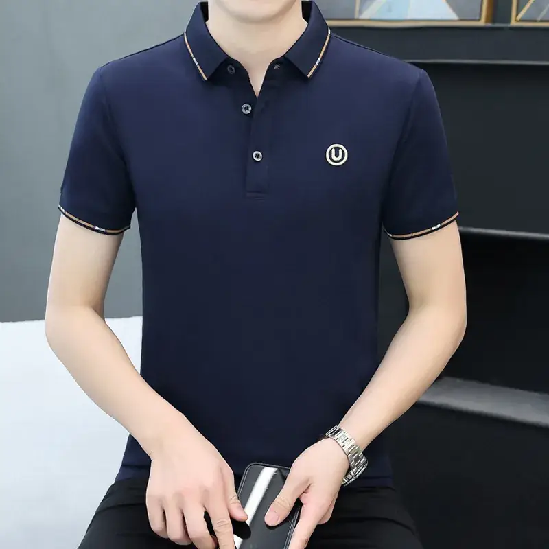 Men's Yellow Polo T-Shirt with White Trim - Image 36