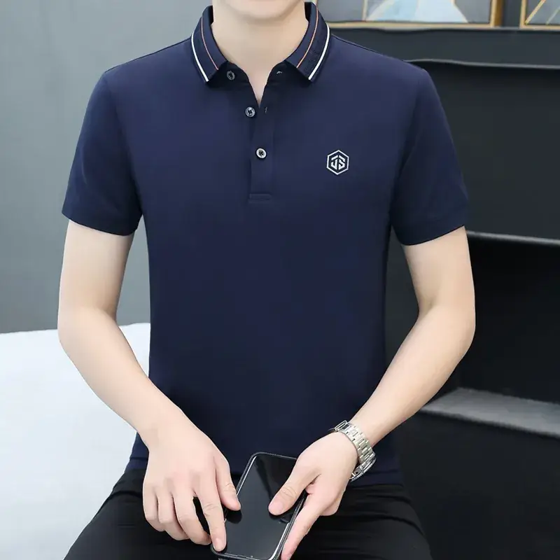 Men's Yellow Polo T-Shirt with White Trim - Image 4