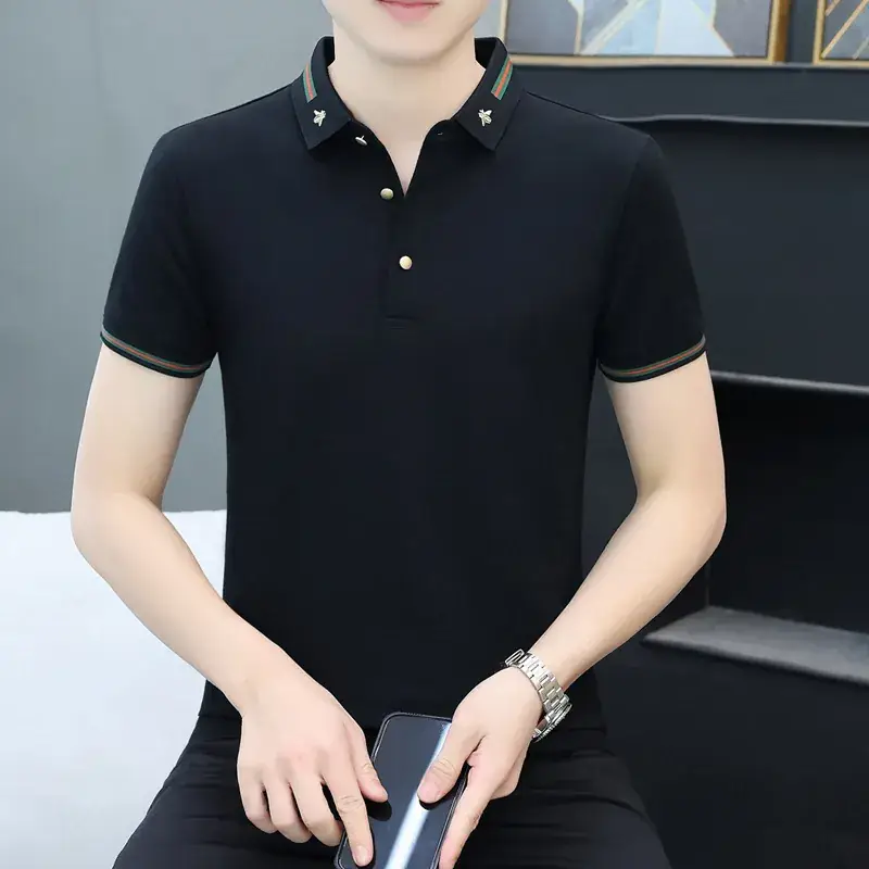 Men's Yellow Polo T-Shirt with White Trim - Image 6