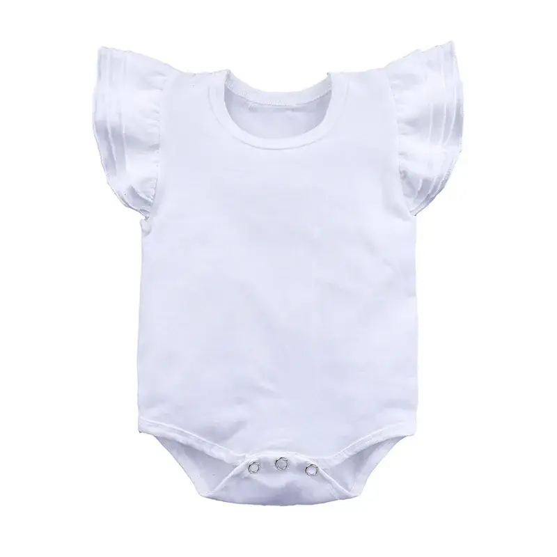 White Baby Triangle Romper with Flying Sleeves - Image 9