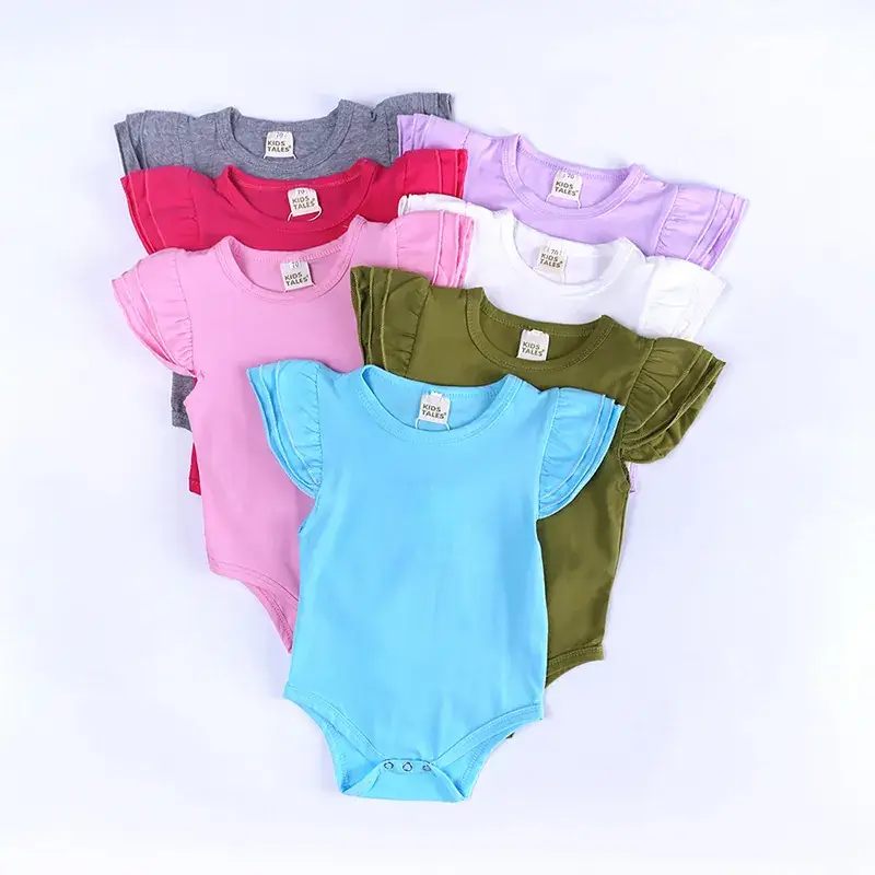 White Baby Triangle Romper with Flying Sleeves