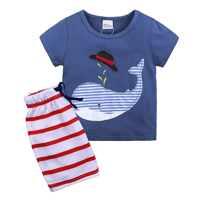 Blue Kids T-Shirt Star Shorts 2025 Set - Image 2