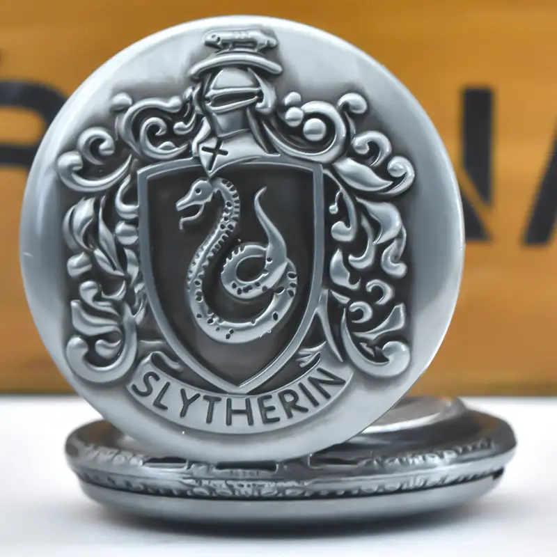 Bronze Slytherin Symbol Pocket Watch with Chain — feature 10