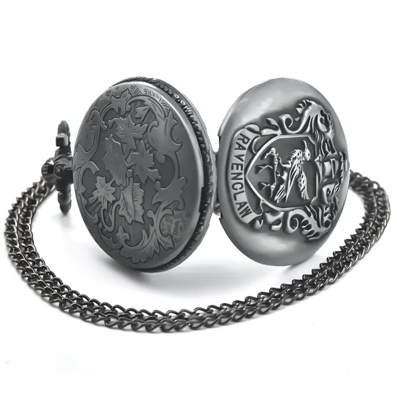 Bronze Slytherin Symbol Pocket Watch with Chain — feature 11
