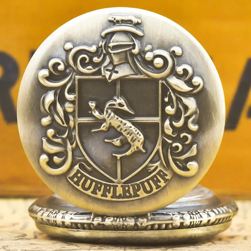 Bronze Slytherin Symbol Pocket Watch with Chain — feature 6