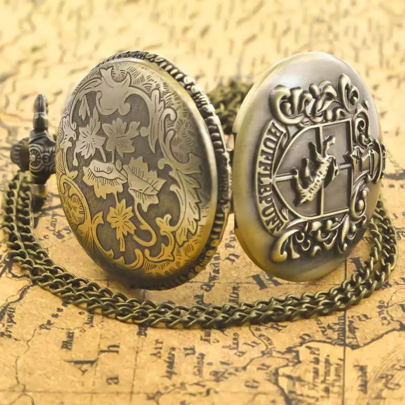 Bronze Slytherin Symbol Pocket Watch with Chain — feature 7
