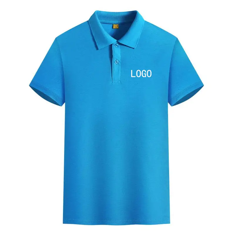 Men Light Blue Polo Shirt with Logo Print - Image 17
