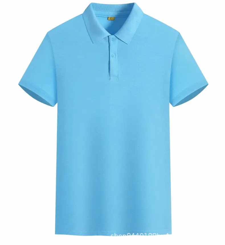 Men Light Blue Polo Shirt with Logo Print - Image 10