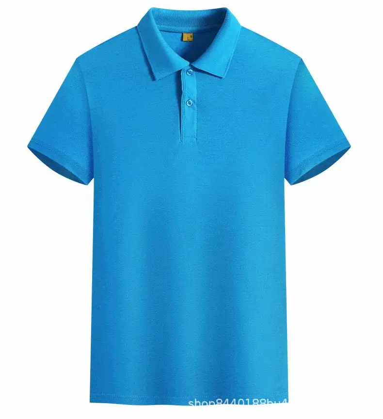 Men Light Blue Polo Shirt with Logo Print - Image 11