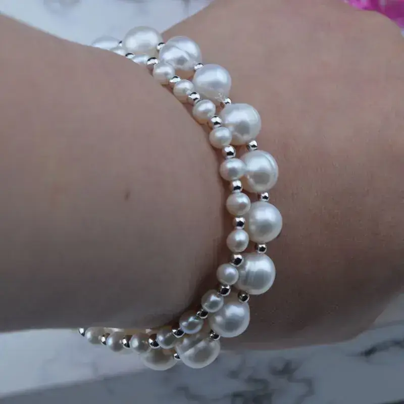 Elasticized Pearl Bracelet for Women 4-8mm - Image 4
