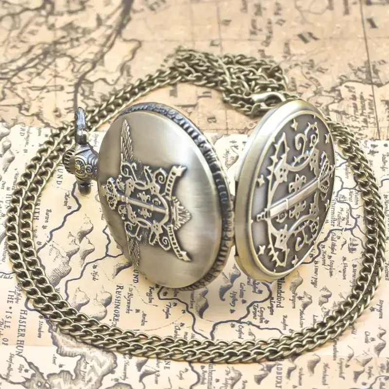Vintage Bronze H-Letter Pocket Watch with Islamic Calligraphy - Image 8