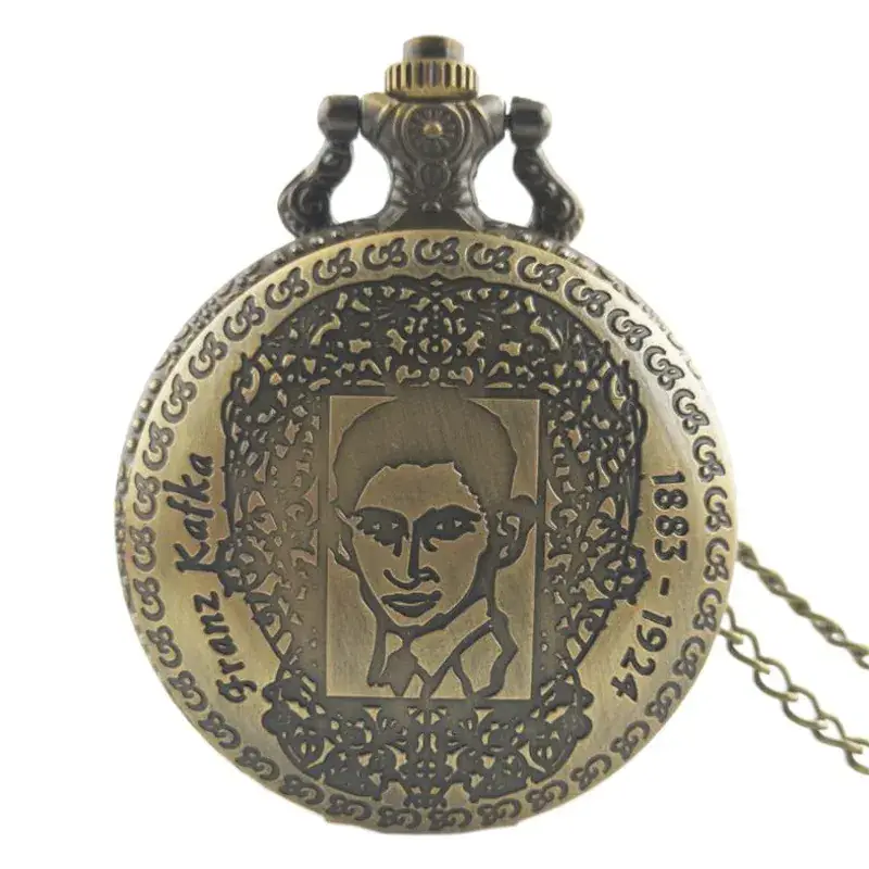 Vintage Bronze Rose Cross Pocket Watch with Crossbar