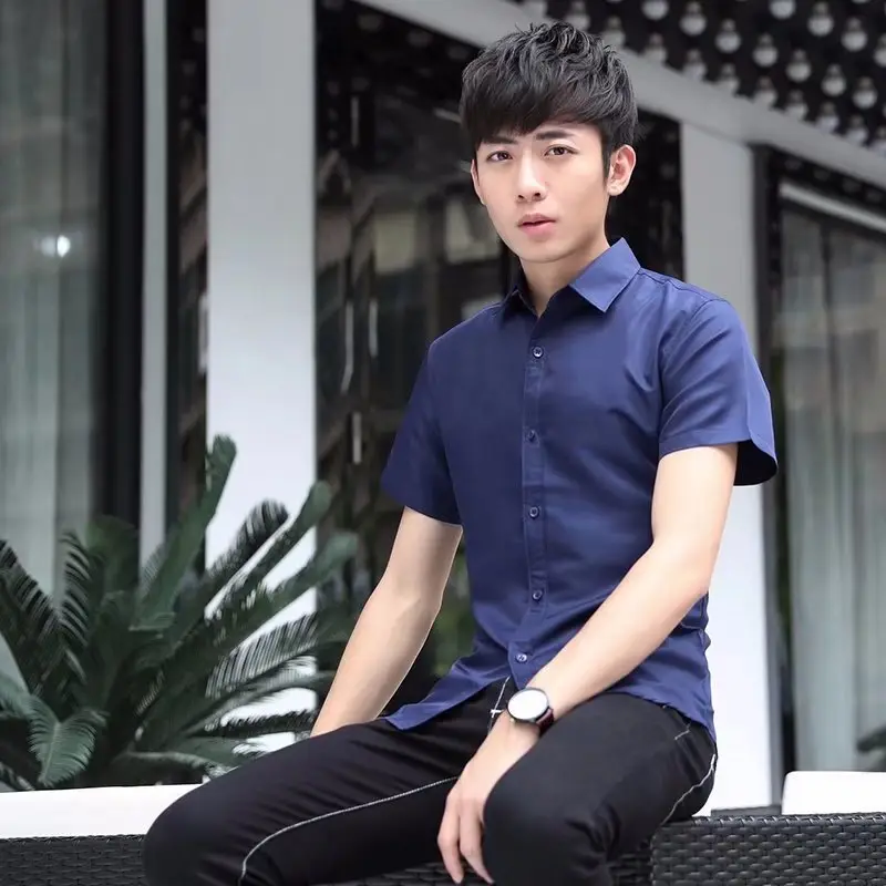 New Men's White Slim Fit Business Shirt Summer - Image 4
