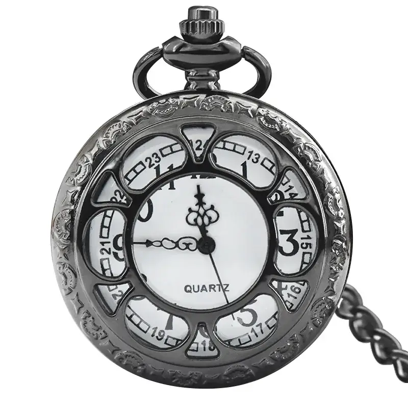 Skull Design Bronze Pocket Watch with Chain - Image 3
