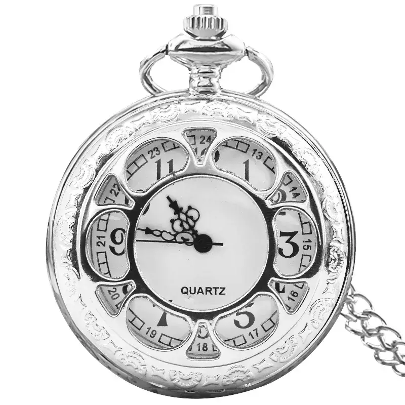 Skull Design Bronze Pocket Watch with Chain - Image 5