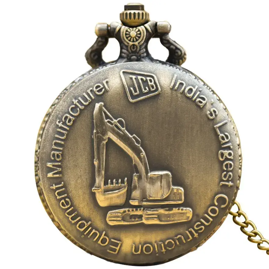 Retro Bronze Excavator Pocket Watch with JCB Logo - Image 4