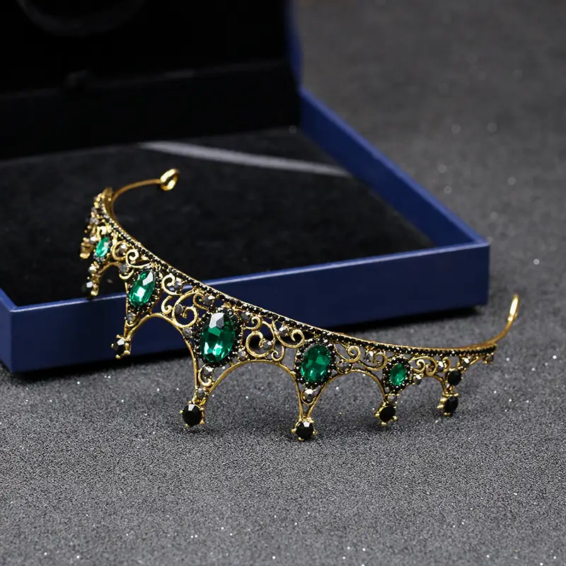 Tuan Ming Retro Baroque Crown Headdress Alloy Rhinestone Children's Performance Small Crown Bride Jewelry Hair Accessories Wholesale - Image 3