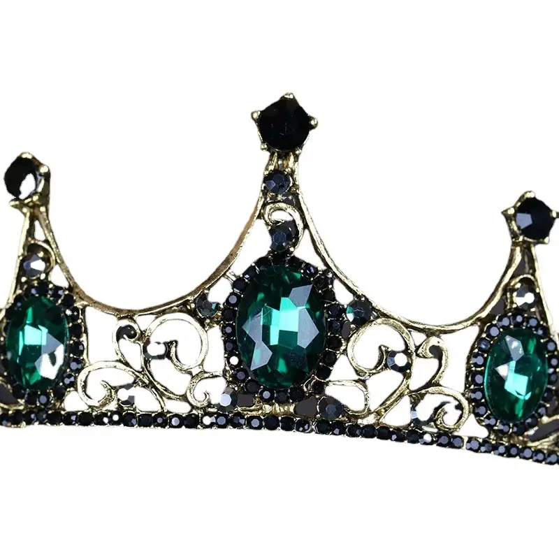 Tuan Ming Retro Baroque Crown Headdress Alloy Rhinestone Children's Performance Small Crown Bride Jewelry Hair Accessories Wholesale