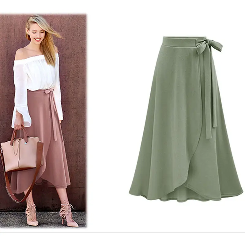 Women's Pink High Waist Irregular Skirt with Strap - Image 7