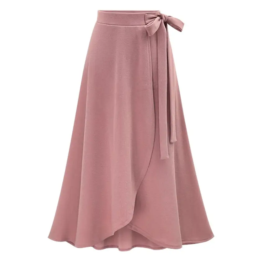 Women's Pink High Waist Irregular Skirt with Strap