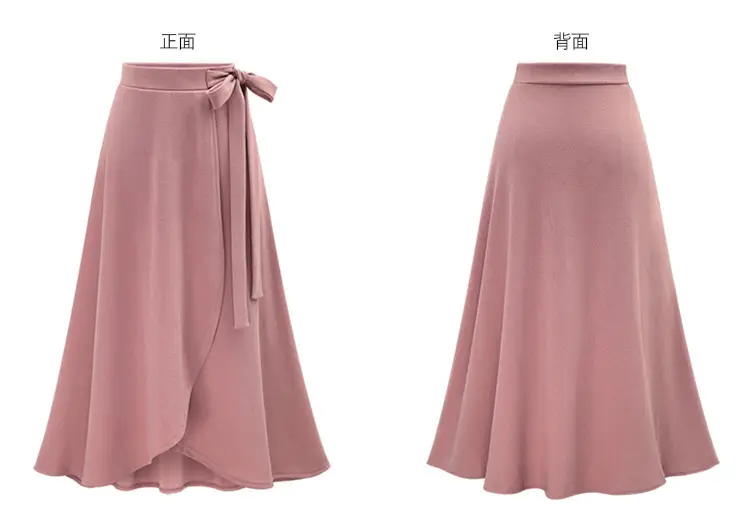 Women's Pink High Waist Irregular Skirt with Strap — feature 6