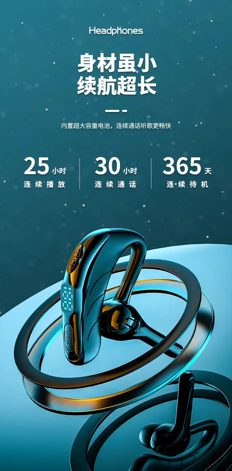 X13 Wireless Bluetooth Headset with LED Display & Dual Microphones — feature 11
