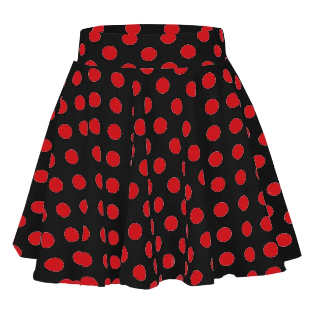Red Polka Dot Flared Mini Swing Skirt for Women