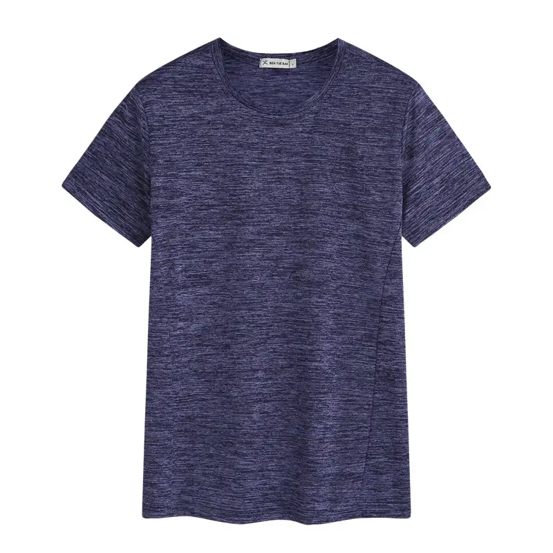 Men Blue Marbled Short Sleeve T-Shirt Large - Image 2