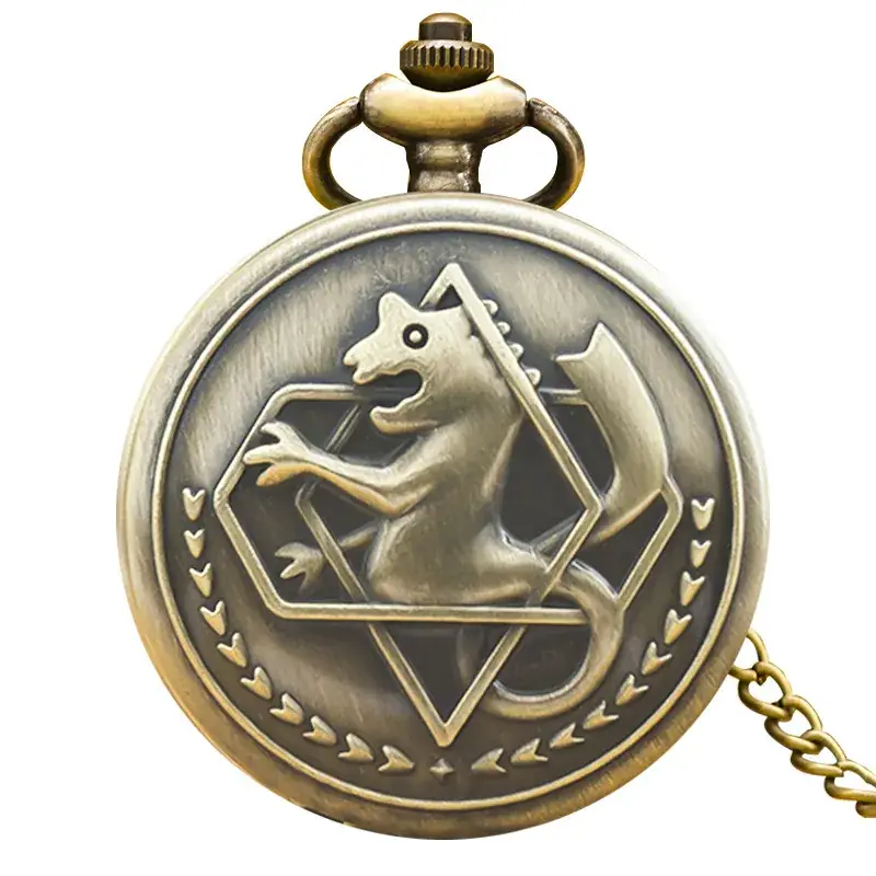 Bronze Seahorse Pocket Watch with Chain