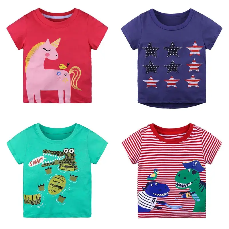 Summer Boys T-shirt Cotton Kids Dinosaur Print