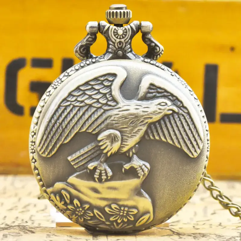 Quartz Pocket Watch with Eagle Design for Men Women - Image 7