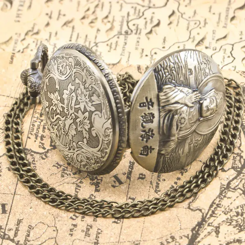 Vintage Bronze Guanyin Pocket Watch Large - Image 4