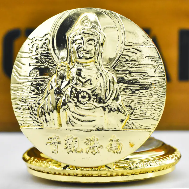Vintage Bronze Guanyin Pocket Watch Large — feature 6